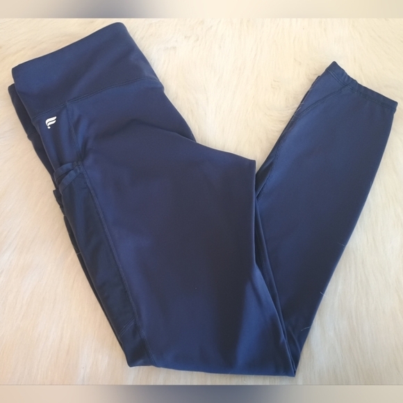 Fabletics Navy 7/8 Leggings Mesh Side Panel Pocket Small - Picture 1 of 7